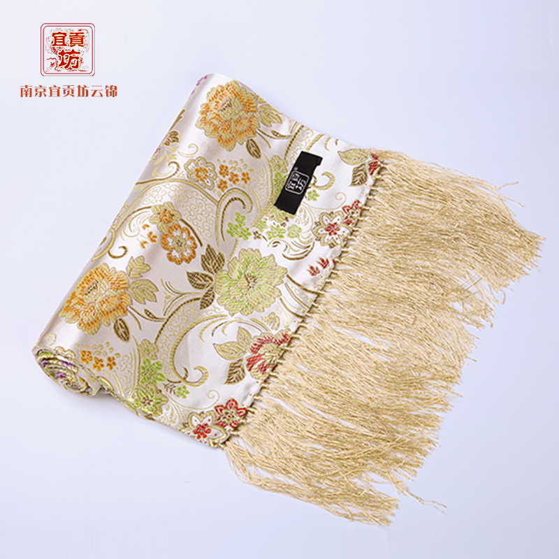 三色牡丹花围巾