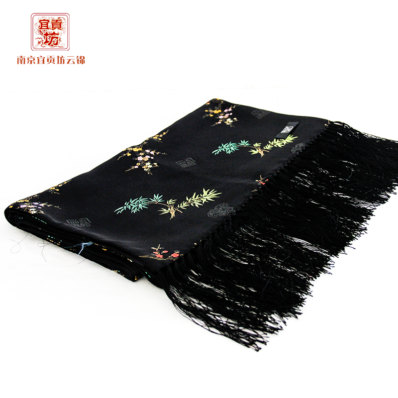梅兰竹菊云锦围巾